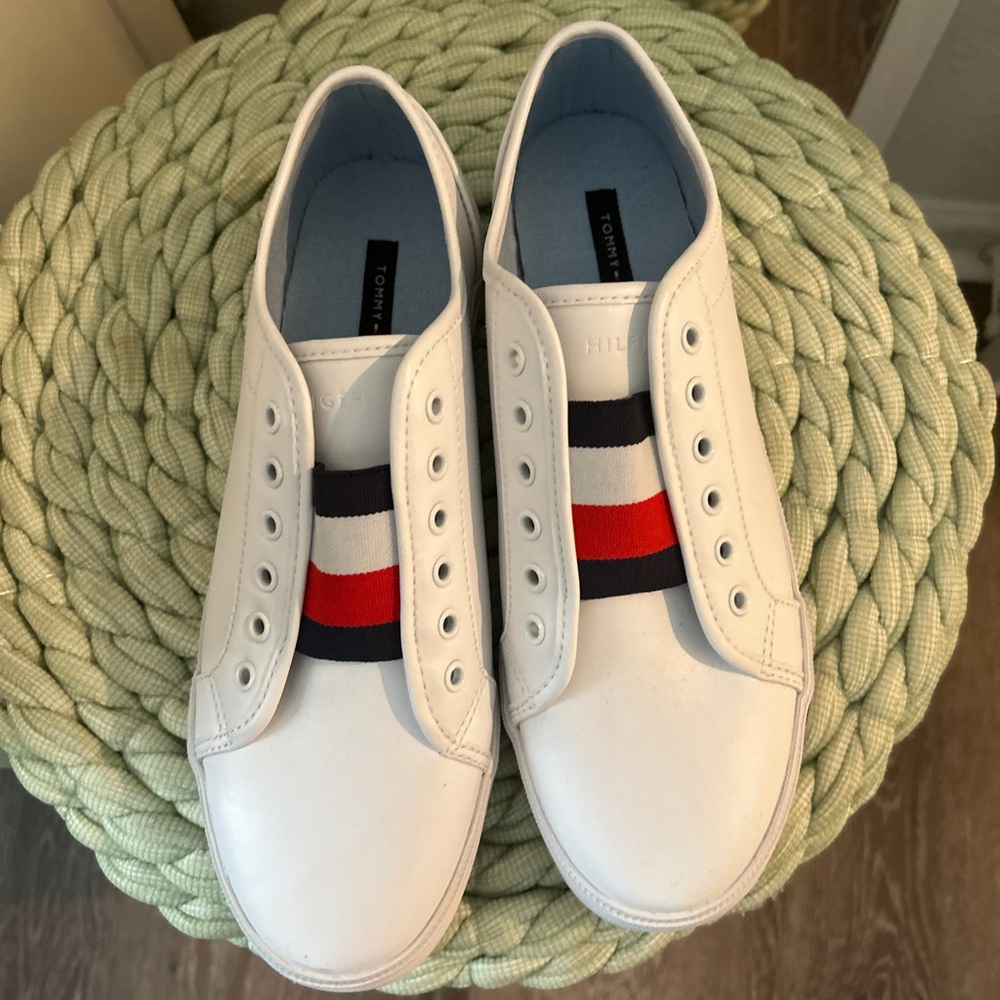 Tommy Hilfiger White Sneakers with Red and Navy Accents